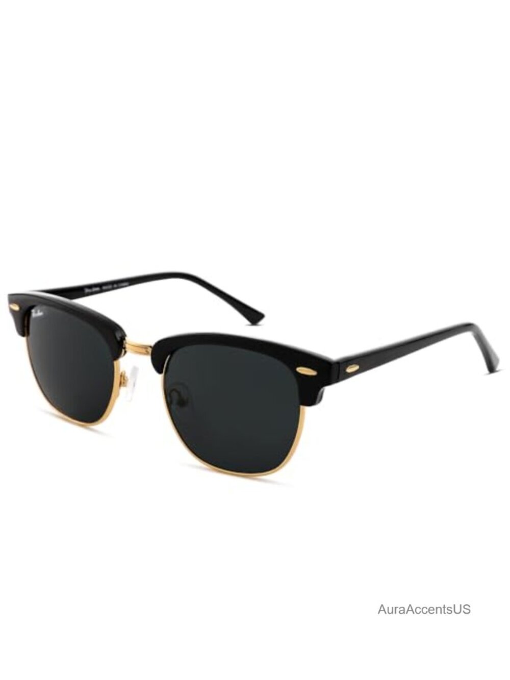 Semi-Rimless Square Sunglasses UV400 Glass Lens Spring Hinge